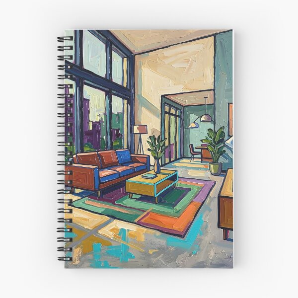 Item preview, Abstract Impasto Living Room Interior Canvas Print | Modern Expressionist Architecture Wall Art | Vivid Home Interior Poster | Heavy Brushstroke Fine Art Print designed and sold by SergioMiklos.