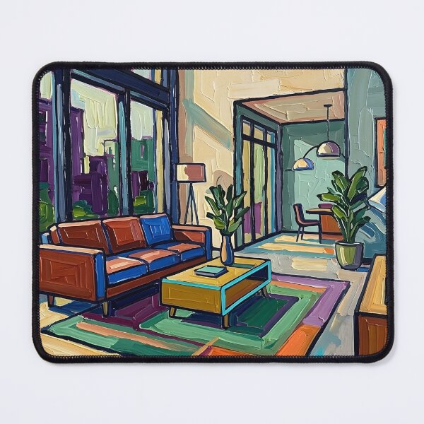 Item preview, Abstract Impasto Living Room Interior Canvas Print | Modern Expressionist Architecture Wall Art | Vivid Home Interior Poster | Heavy Brushstroke Fine Art Print designed and sold by SergioMiklos.