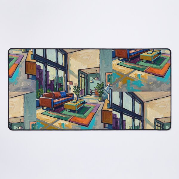 Item preview, Abstract Impasto Living Room Interior Canvas Print | Modern Expressionist Architecture Wall Art | Vivid Home Interior Poster | Heavy Brushstroke Fine Art Print designed and sold by SergioMiklos.