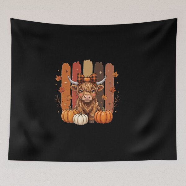 Item preview, Autumn Highland Cow and Pumpkins designed and sold by Tee Studio.