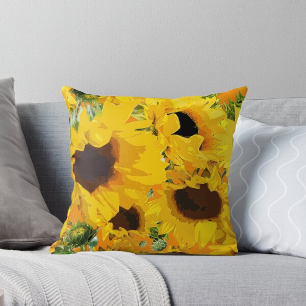 Item preview, Golden Sunflowers Halfdrop on Orange ef8800 designed and sold by Art in My Loft.