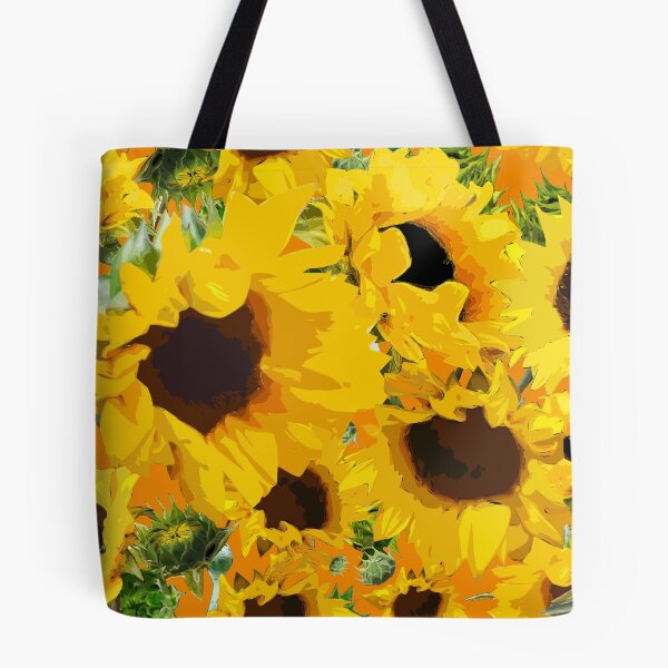 Item preview, Golden Sunflowers Halfdrop on Orange ef8800 designed and sold by Art in My Loft.