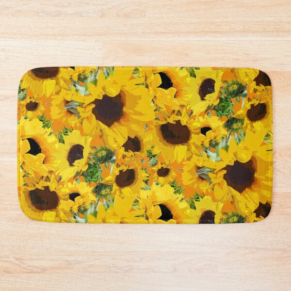 Item preview, Golden Sunflowers Halfdrop on Orange ef8800 designed and sold by Art in My Loft.
