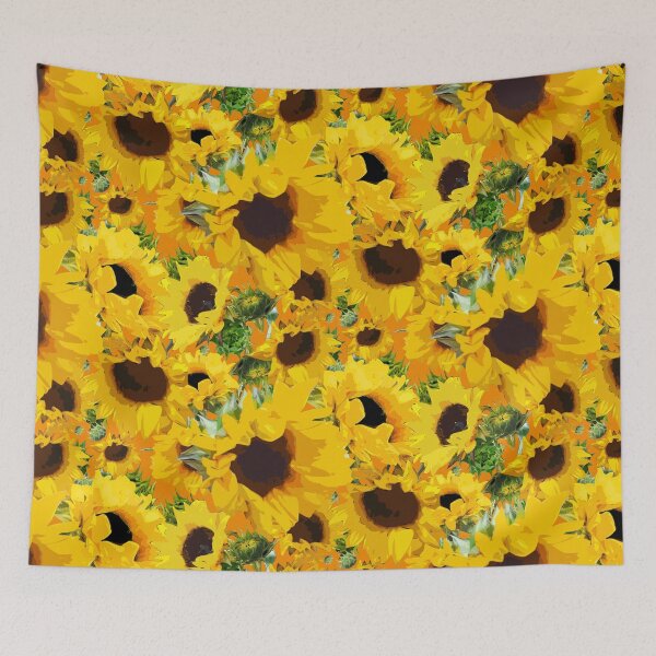 Item preview, Golden Sunflowers Halfdrop on Orange ef8800 designed and sold by Art in My Loft.