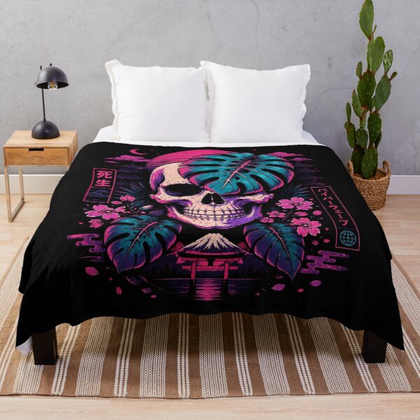 Item preview, vibrant skull with tropical leaves and floral accents halloween designed and sold by rafaeltto.