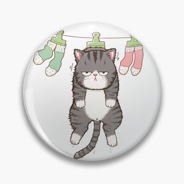 Item preview, Funny Grumpy Cat Hanging On Clothesline Laundry Day Wet Kitten Graphic Art designed and sold by The Upside Down.
