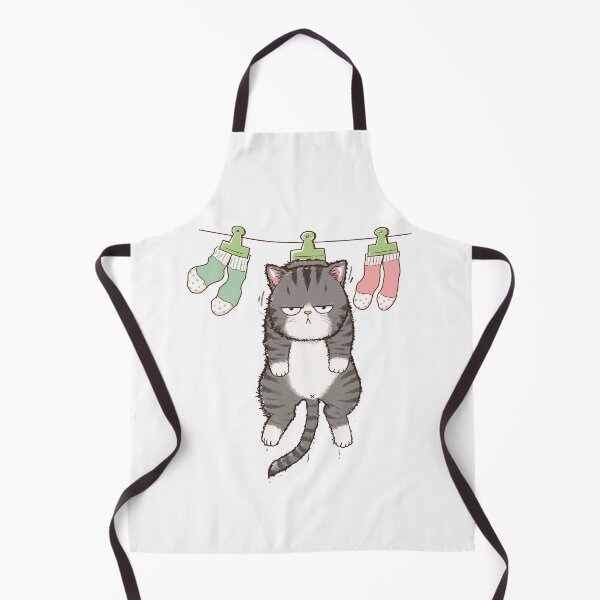 Item preview, Funny Grumpy Cat Hanging On Clothesline Laundry Day Wet Kitten Graphic Art designed and sold by The Upside Down.