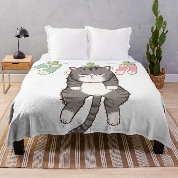 Item preview, Funny Grumpy Cat Hanging On Clothesline Laundry Day Wet Kitten Graphic Art designed and sold by The Upside Down.