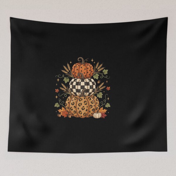 Item preview, Checkered Harvest Pumpkin Tower designed and sold by Tee Studio.