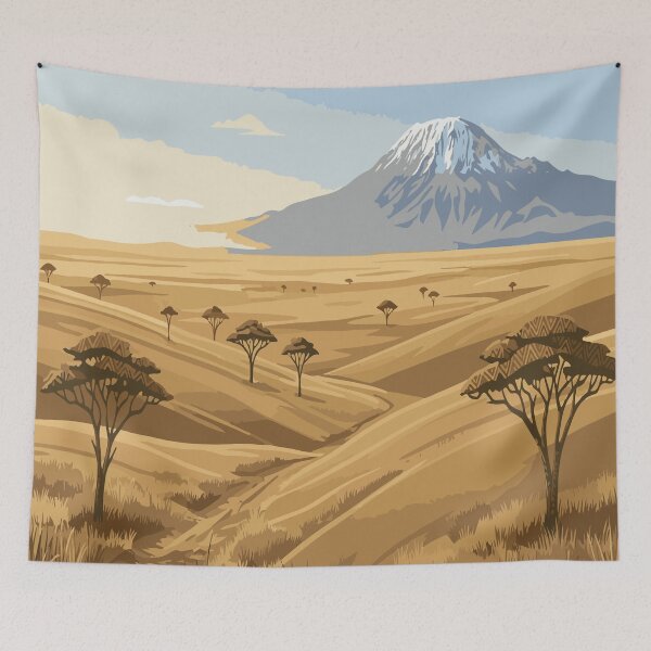 Item preview, Kenya Savannah Landscape Vector with Mount Kilimanjaro designed and sold by Wolagno.