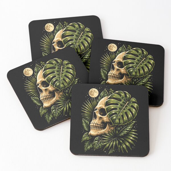 Item preview, Skull with Tropical Leaves and Moon Design Halloween designed and sold by rafaeltto.