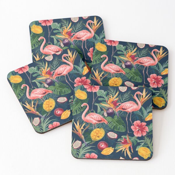 Item preview, Flamingos and Fruits Pattern designed and sold by DuliDoodles.