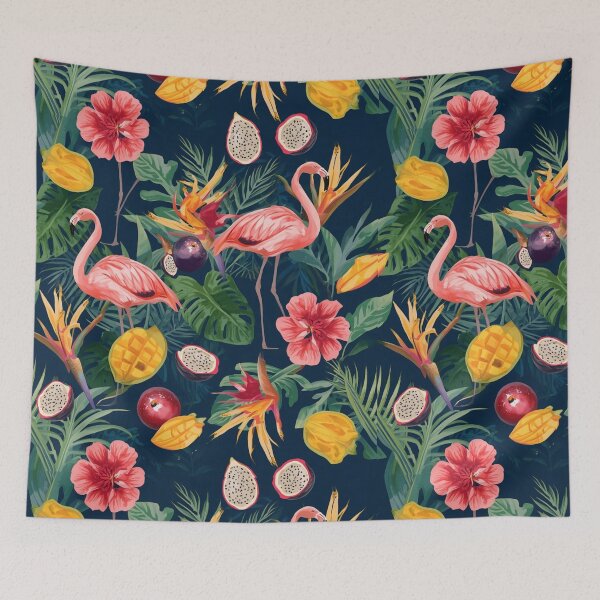 Item preview, Flamingos and Fruits Pattern designed and sold by DuliDoodles.