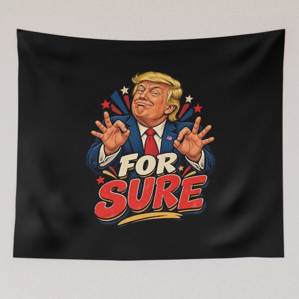 Item preview, For Sure Trump Government Shutdown Political Cartoon designed and sold by Retro Whiskers.