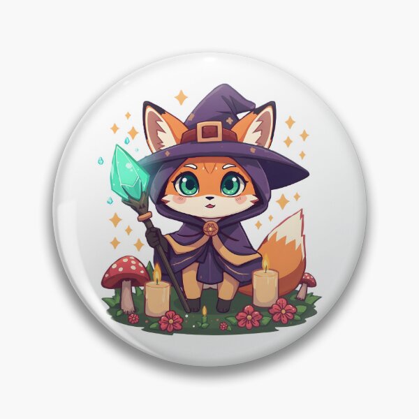 Item preview, Cute Witch Fox with Magic Crystal | Kawaii Mystical Fox Witch designed and sold by dreamz-world.