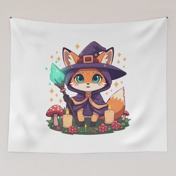 Item preview, Cute Witch Fox with Magic Crystal | Kawaii Mystical Fox Witch designed and sold by dreamz-world.