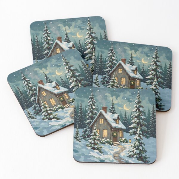 Item preview, Cozy Snowy Cabin Christmas Night designed and sold by Connys Colorful World.