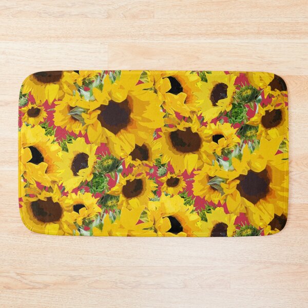 Item preview, Golden Sunflowers Halfdrop on Red c42d3f designed and sold by Art in My Loft.