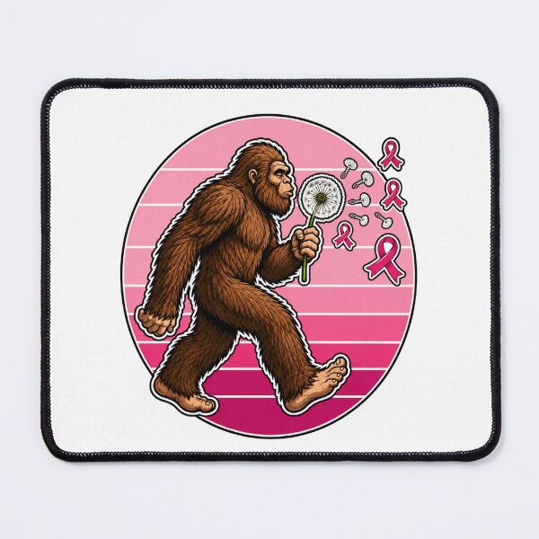 Item preview, Bigfoot Blowing Dandelion Sasquatch Breast Cancer Awareness designed and sold by WeirdlyMild.