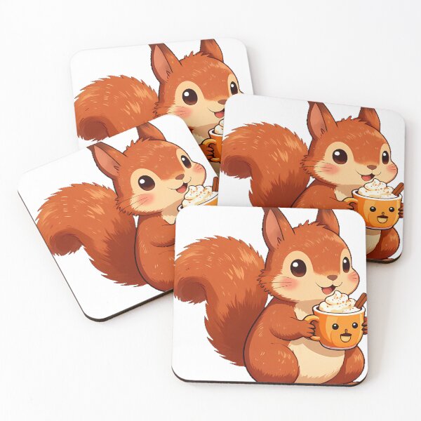 Item preview, Cute Red Squirrel with Pumpkin Spice Latte designed and sold by pumsquare.