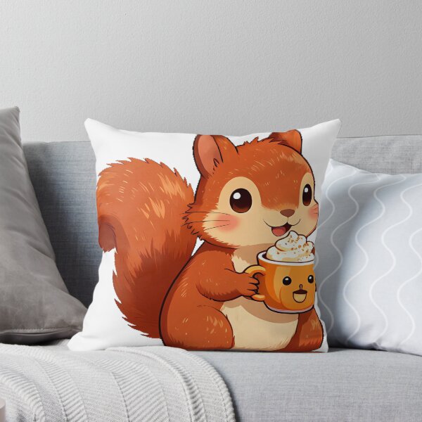 Item preview, Cute Red Squirrel with Pumpkin Spice Latte designed and sold by pumsquare.
