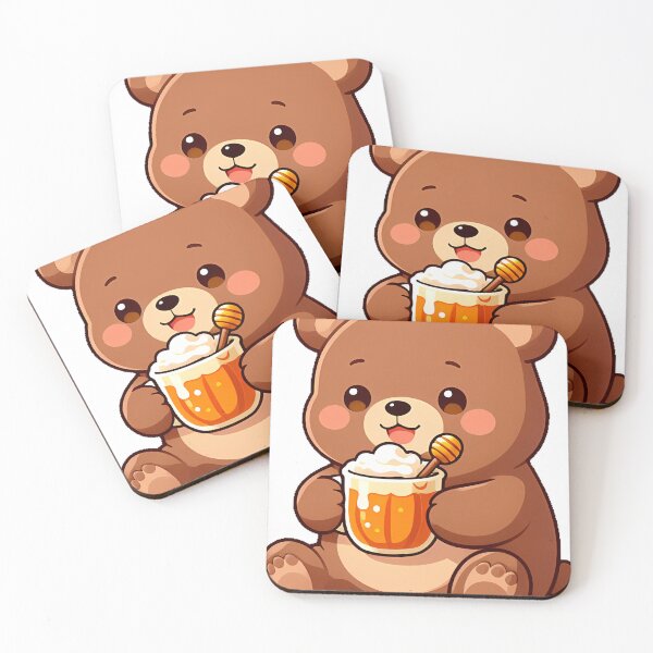 Item preview, Cute Brown Bear Cub with Pumpkin Spice Honey Cup designed and sold by pumsquare.