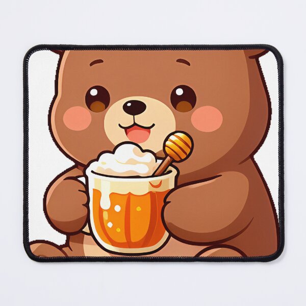 Item preview, Cute Brown Bear Cub with Pumpkin Spice Honey Cup designed and sold by pumsquare.
