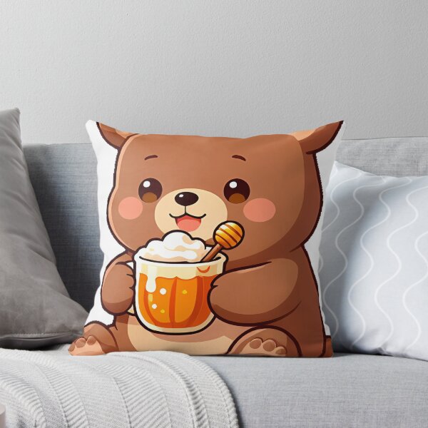 Item preview, Cute Brown Bear Cub with Pumpkin Spice Honey Cup designed and sold by pumsquare.