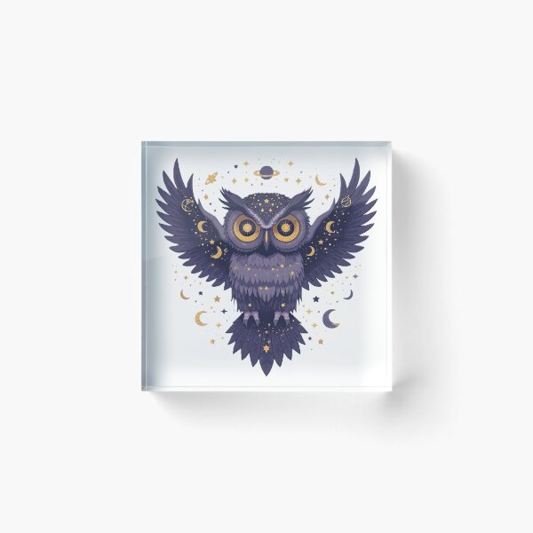 Item preview, Mystical Cosmic Owl with Golden Eyes | Celestial Galaxy Owl Fantasy Art designed and sold by dreamz-world.