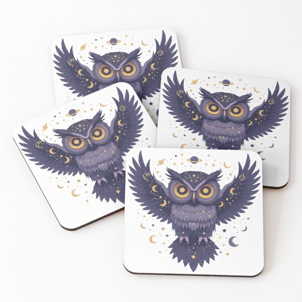 Item preview, Mystical Cosmic Owl with Golden Eyes | Celestial Galaxy Owl Fantasy Art designed and sold by dreamz-world.
