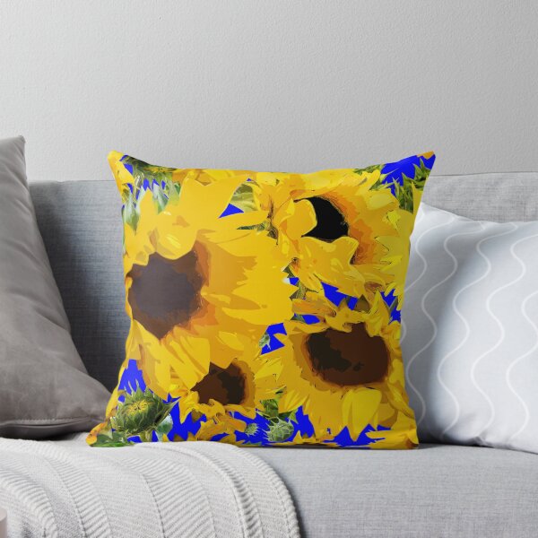 Item preview, Golden Sunflowers Halfdrop on Royal Blue0003ff designed and sold by Art in My Loft.