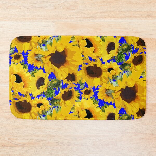 Item preview, Golden Sunflowers Halfdrop on Royal Blue0003ff designed and sold by Art in My Loft.
