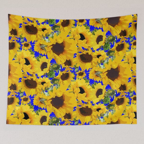 Item preview, Golden Sunflowers Halfdrop on Royal Blue0003ff designed and sold by Art in My Loft.