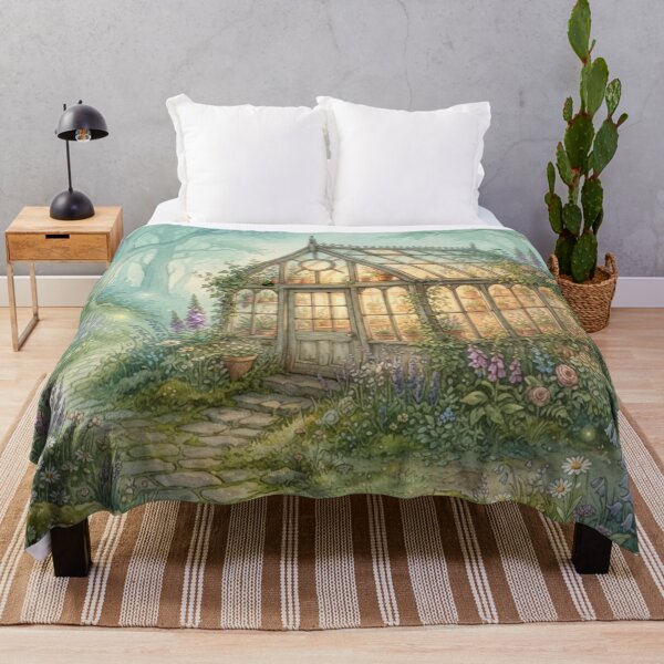 Item preview, Enchanted Glass Greenhouse Watercolor Cottagecore Art designed and sold by CalmCapy Co.
