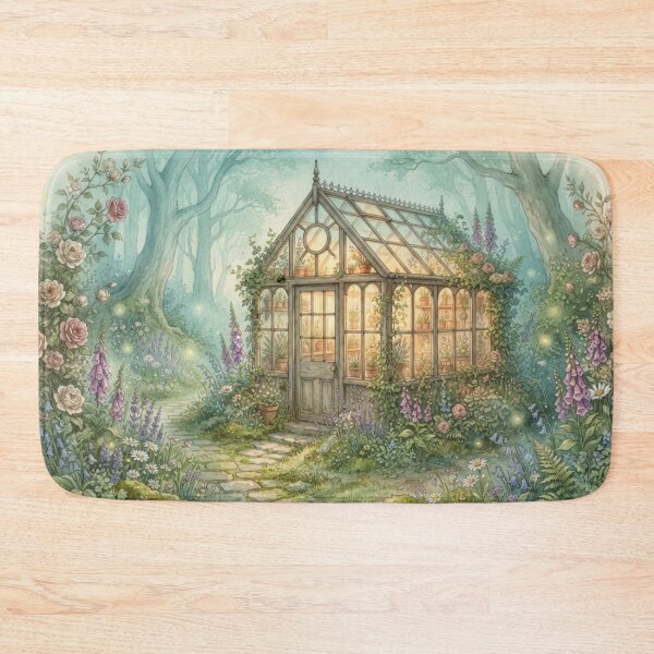Item preview, Enchanted Glass Greenhouse Watercolor Cottagecore Art designed and sold by CalmCapy Co.