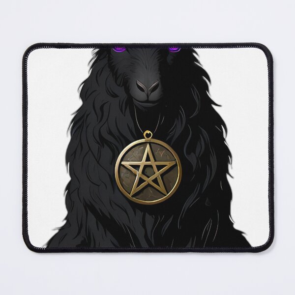 Item preview, Gothic Black Goat Blood Moon Pentacle designed and sold by IllumeInk.