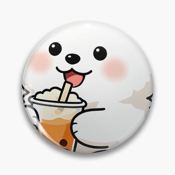 Item preview, Cute Samoyed Puppy with Pumpkin Spice Milk Tea designed and sold by pumsquare.