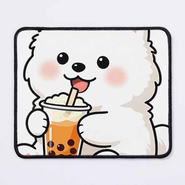 Item preview, Cute Samoyed Puppy with Pumpkin Spice Milk Tea designed and sold by pumsquare.