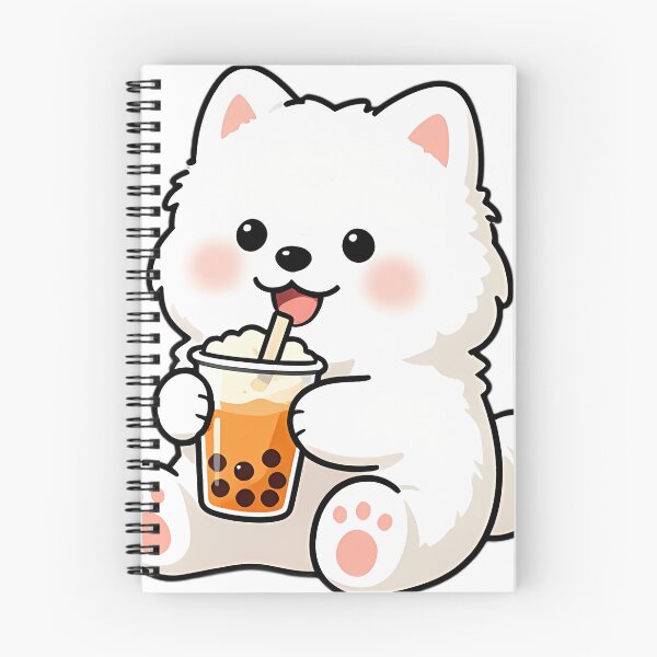Item preview, Cute Samoyed Puppy with Pumpkin Spice Milk Tea designed and sold by pumsquare.