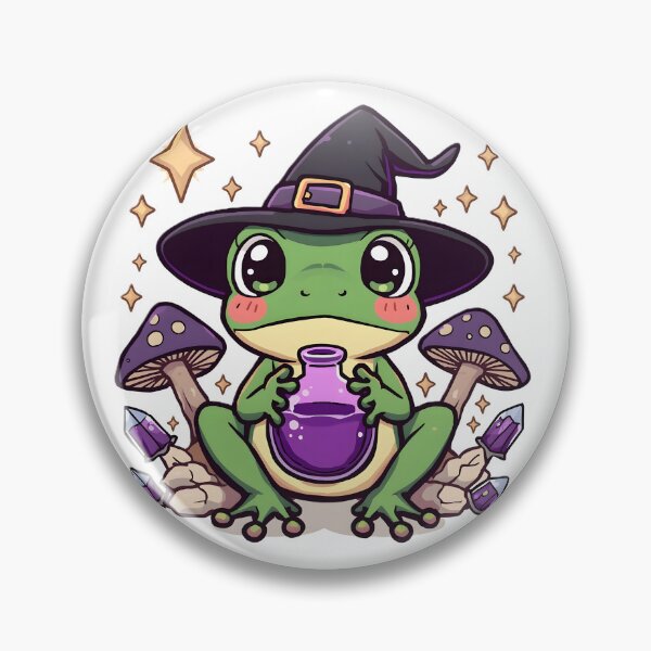 Item preview, Cute Witch Frog with Magic Potion | Kawaii Frog Witch & Mushrooms designed and sold by dreamz-world.