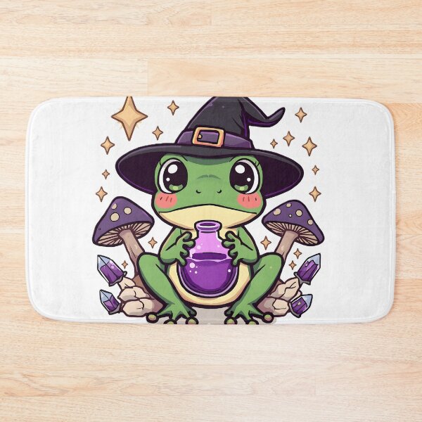 Item preview, Cute Witch Frog with Magic Potion | Kawaii Frog Witch & Mushrooms designed and sold by dreamz-world.