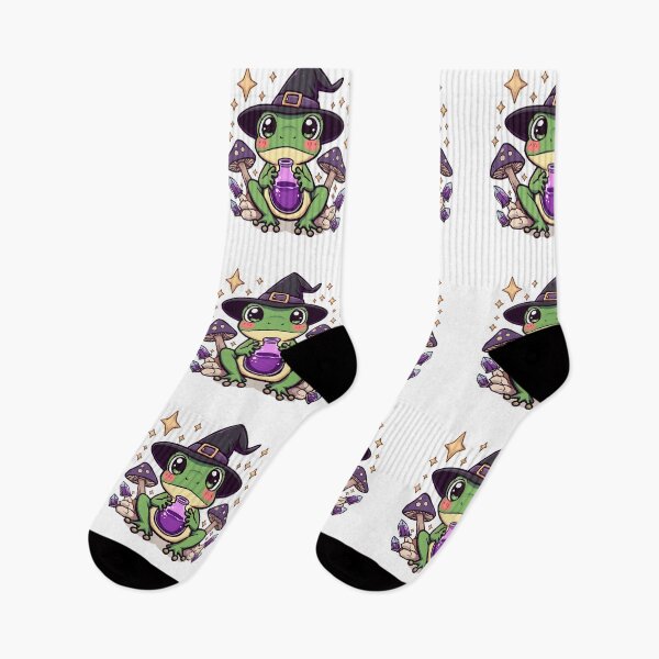 Item preview, Cute Witch Frog with Magic Potion | Kawaii Frog Witch & Mushrooms designed and sold by dreamz-world.