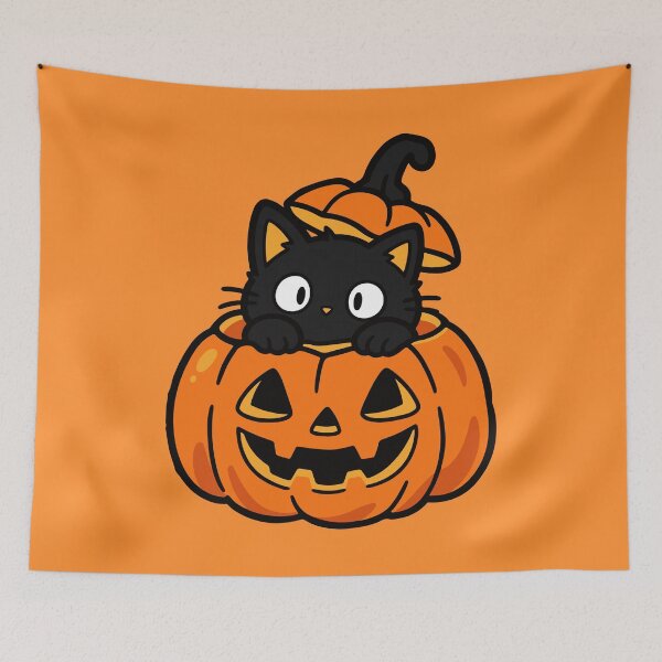 Item preview, Black Cat in a Pumpkin – Cute Halloween Cat designed and sold by MewMade.