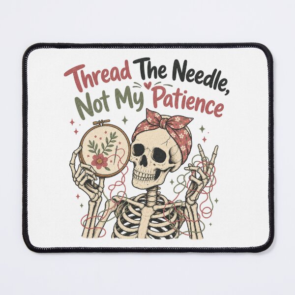Item preview, Thread The Needle Not My Patience Shirt, Comfort Colors® Skeleton Embroidery Tee, Funny Halloween Craft Hobby Graphic designed and sold by TshirtsLabs.