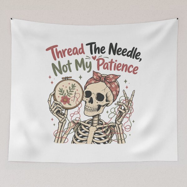 Item preview, Thread The Needle Not My Patience Shirt, Comfort Colors® Skeleton Embroidery Tee, Funny Halloween Craft Hobby Graphic designed and sold by TshirtsLabs.