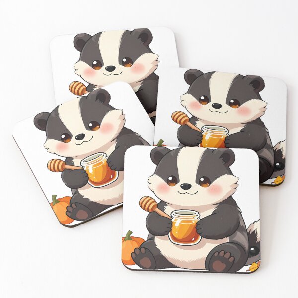 Item preview, Cute Baby Badger with Pumpkin Spice Syrup Jar designed and sold by pumsquare.