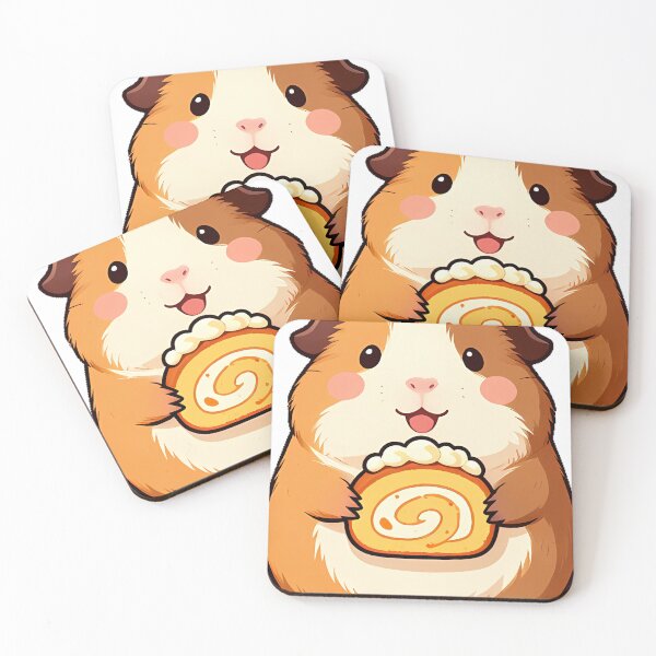 Item preview, Cute Guinea Pig with Pumpkin Spice Roll Cake designed and sold by pumsquare.