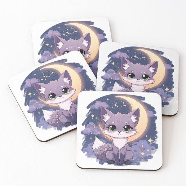 Item preview, Cute Celestial Fox Under Crescent Moon | Kawaii Night Sky Fox designed and sold by dreamz-world.