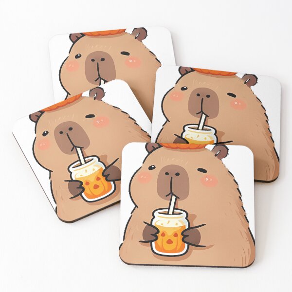 Item preview, Cute Capybara with Pumpkin Spice Smoothie designed and sold by pumsquare.