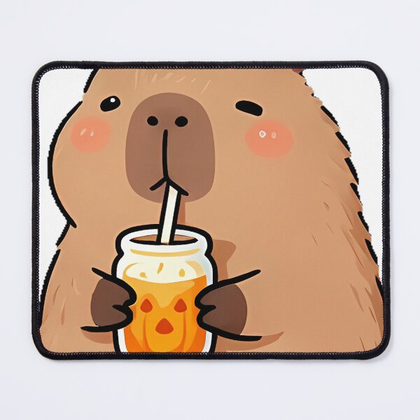 Item preview, Cute Capybara with Pumpkin Spice Smoothie designed and sold by pumsquare.